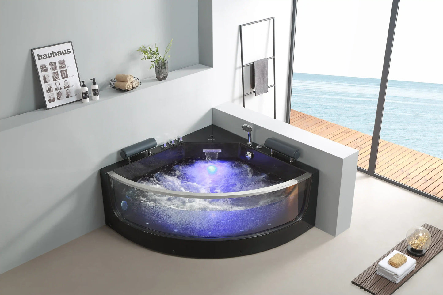 FC-253BLACK Corner Massage Bathtub 1400 × 1400 × 600 mm - lifestyle