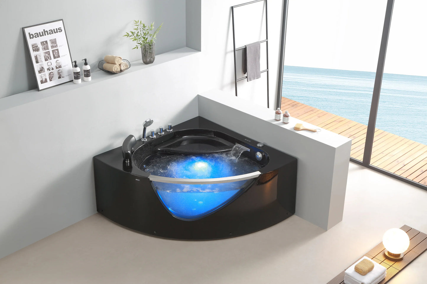 FC-263BLACK Corner Massage Bathtub 1250 × 1250 × 600 mm - lifestyle