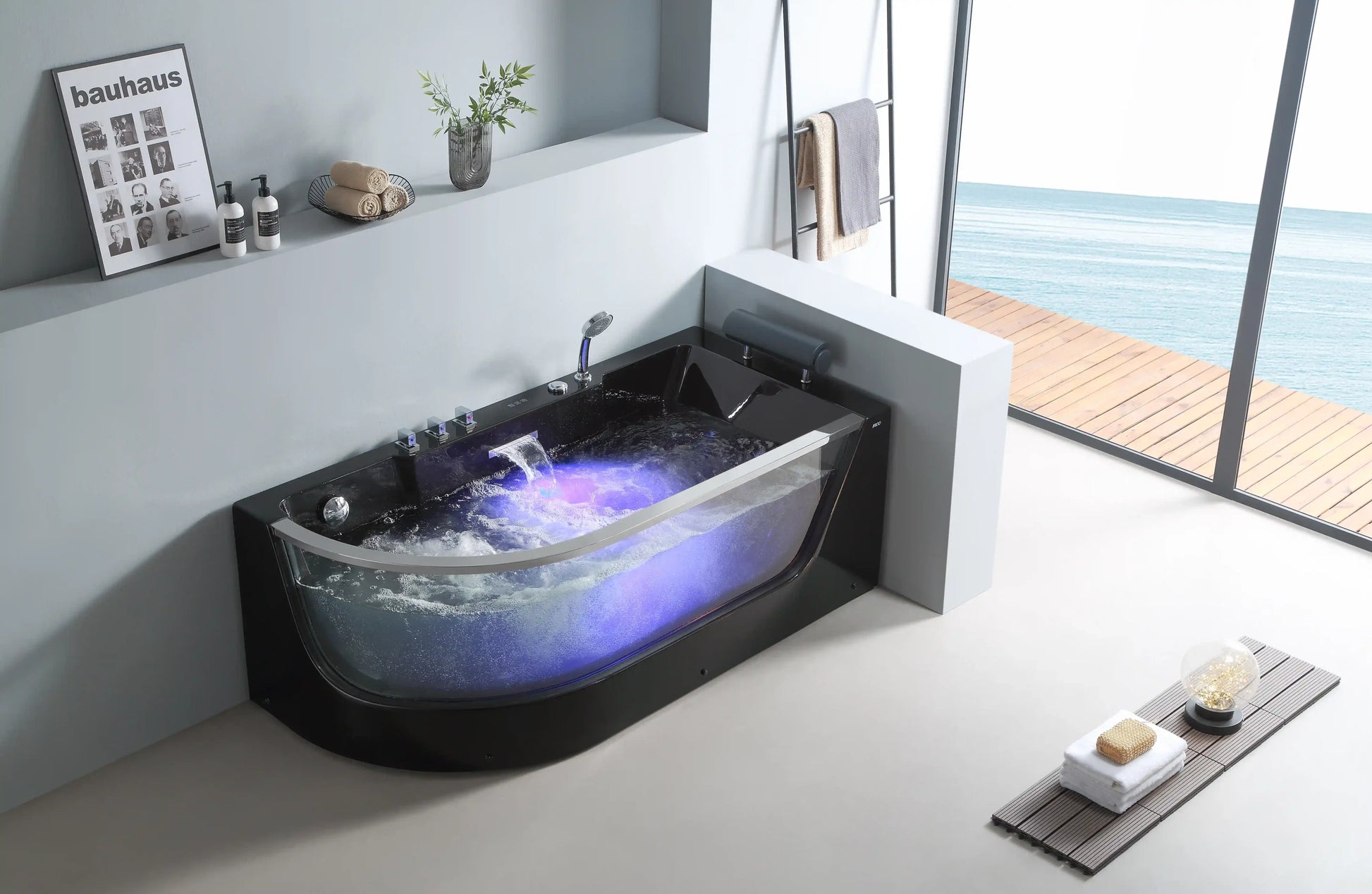 FC-254BLACK Massage Bathtub 1700 × 800 × 600 mm Left-Hand - lifestyle